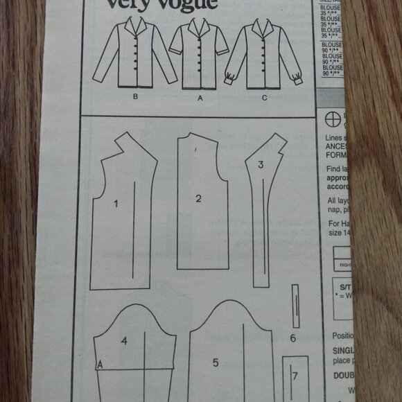Vintage Vogue Blouse Shirt Sewing Pattern 6-10 UNCUT 9039 90s - Picture 14 of 14